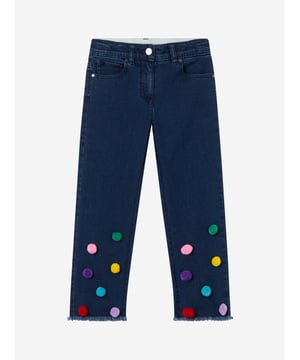 Introducing the Stella McCartney Girls Pom Pom Jeans in Blue ‚ a luxurious must-have for AW2024. These designer jeans blend whimsy with sophistication, perfect for your young fashionista. Key features include: Distinctive Pom Pom Details: Charming pom poms add a fun, eye-catching twist. Premium Comfort Fit: Crafted with soft, high-quality fabric ensuring all-day comfort. Versatile Blue Hue: Easily coordinates with various tops and accessories.Revamp her wardrobe with Stella McCartney‚  creative flair. Order now to add exclusive style to her adventures!