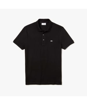 Mens Lacoste Slim fit Stretch Cotton Piqué Grey Crocodile Polo Shirt 3-button placket  Stretch cotton petit piqué Slim fit  Ribbed collar and armbands  Gray embroidered crocodile on chest