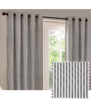 Transform your living space with Hebden Striped Eyelet Curtains. Crafted from 100% cotton, these woven striped curtains offer a super soft yet durable finish, ensuring long-lasting beauty and ease. Perfectly balancing style and substance, the versatile design exudes a classic minimalist charm, while the room-darkening lining adds practicality. Whether you're seeking serenity or a restful night’s sleep, these curtains deliver quality, making them an essential addition for those who cherish natural materials and refined aesthetics.