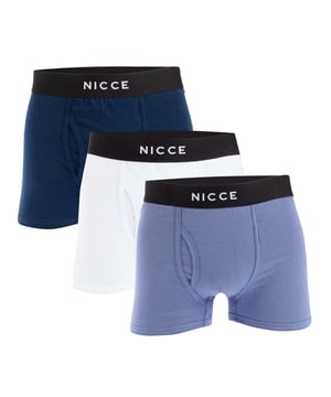 Mens NICCE Hikari 3 Pack Boxer Shorts in Assorted.- NICCE signature elastic waistband.- Stretch cotton comfort fabric.- 95% Cotton  5% Elastane. Ref: NC2T128692