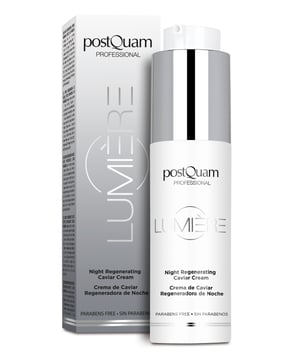 Crema de caviar regeneradora de noche - Lumière 50 ml
Ref. PQECAV02

Descripción
Crema de caviar regeneradora de noche - Lumière
50 ml

Crema nutritiva que ejerce un efecto calmante, hidratante y regenerador. Mejora la calidad de los tejidos, reequilibra las funciones celulares y ejerce un efecto anti-edad global. Los aceites naturales y el ácido hialurónico aportan una hidratación óptima a la piel. Gracias al extracto de caviar se combaten los signos de la edad a diferentes niveles.
Período de conservación
12 meses tras apertura
Modo de empleo
Aplicar sobre el rostro limpio y realizar un delicado masaje con la yema de los dedos hasta su absorción.
Ingredientes
AQUA (WATER), GLYCERIN, STEARIC ACID, GLYCERYL STEARATE SE, CYCLOPENTASILOXANE, ETHYLHEXYL METHOXYCINNAMATE, CETEARETH-20, BUTYROSPERMUM PARKII BUTTER, LANOLIN, TRITICUM VULGARE GERM OIL, ROSA MOSCHATA SEED OIL, ISOPROPYL PALMITATE, RICINUS COMMUNIS SEED OIL, CAVIAR EXTRACT, SODIUM HYALURONATE, TEPRENONE, CAPRYLIC/CAPRIC TRIGLYCERIDE, PROPYLENE GLYCOL, GLYCERYL LINOLEATE, GLYCERYL LINOLENATE, TOCOPHERYL ACETATE, CARBOMER, BHT, TRIETHANOLAMINE, DIAZOLIDINYL UREA, IODOPROPYNYL BUTYLCARBAMATE, PHENOXYETHANOL, DISODIUM EDTA, PARFUM (FRAGRANCE)