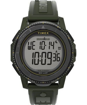 Deze Timex Adrenaline Digitale Horloge voor Heren is het perfecte tijdpiece om te dragen of cadeau te geven. De groene ronde kast van 46,5 mm, gecombineerd met de comfortabele groene kunststof horlogeband, zorgt ervoor dat je geniet van dit verbluffende horloge zonder compromissen. Aangedreven door een hoogwaardige kwartsbeweging en waterdicht tot 5 bar, blijft je horloge tikken. Onze Ironman Adrenaline is een horloge dat is bedacht en gemaakt door atleten, met jouw doelen in gedachten. Dit digitale horloge heeft een kalenderfunctie: Dag-Datum, Stopwatch, Countdown en Alarm. Hoogwaardige groene kunststof band van 21 cm lang en 21 mm breed met een gesp. Kastdiameter: 46,5 mm, kastdikte: 10,5 mm, kastkleur: groen en wijzerplaatkleur: LCD.