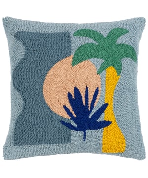 The Spritz cushion takes you back to those long summer days. Its original design is made up entirely of a unique loop woven cotton, to create a cool abstract design of a beach, palm tree and a setting sun over the ocean in bold, vivid colours. Finished with a plain polycotton canvas reverse, knife edge trim and zip fastening. A fun, friendly and huggable fashion piece to throw on your sofa and help create your own unique living space.