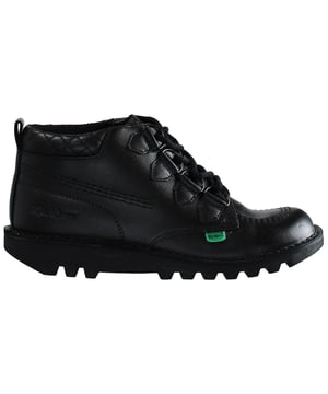 Patadas de colchas medias Lace-up Boots de cuero suave de cuero liso 1_15847
