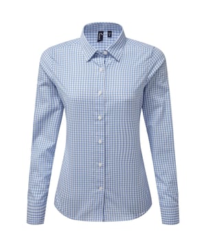 65% Polyester, 35% Baumwolle. Gewebe: Garngefärbt. Design: Kariert, Vichykaro. Button-Down-Kragen. Abnäher an Rücken, Brustabnäher, Pflegeleicht, Überärmel. Passform: Anliegend geschnitten. GSM (Gramm pro Quadratmeter): 110. Nachhaltigkeit: Amfori-Freigabe, BSCI, REACH, Sedex, WRAP Zertifikat. Button-Down-Kragen, Schmaler Kragen. Bündchen: Geknöpft. Saum: Geschwungener Saum. Langärmlig.