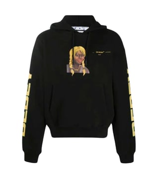 Off-White X Theophilus London Bebey Arrow oversized zwarte hoodie. Blijf warm en stijlvol met deze gebroken witte oversized fit hoodie. Deze hoodie heeft een eigentijds ontwerp en het iconische logo en zal zeker een gespreksstarter zijn. Pronk met uw unieke stijl!.. Pijlbranding op de achterkant. Verstelbare capuchon met trekkoord, grote kangoeroezak aan de voorkant, oversized pasvorm. 100% katoen,. Stijlcode: OMBB037G20FLE0081018
