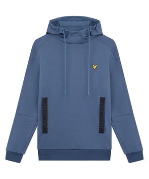 Sudadera con capucha azul Lyle & Scott, 45% poliester, 38% poliester reciclado, 14% viscosa, 3% elastano, marca en el frente, hecha en Turquia, sudadera con capucha azul