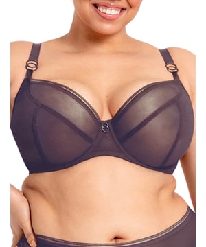 Curvy Kate Lifestyle Plunge Bra. With underwired cup and single-layered mesh sheer fabrics, this bra offers uplift and forward projection. The product is recommended for hand wash only.