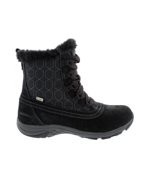Merrell Ryeland Mid Polar impermeable Lace-up Boots de cuero de gamuza negra para mujer J00794