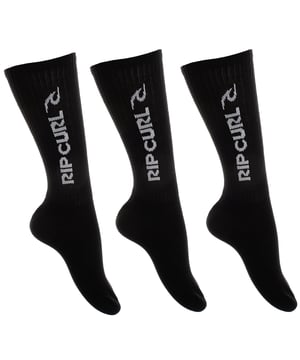 Rip Curl Men's Socks - Crew Sock - Pack of 3 Pairs of Cotton.

 Take your comfort to the next level with the RIP CURL Crew Sock, designed for men looking for a comfortable and versatile fit.

 This pack includes three pairs of socks made from soft cotton, each decorated with the brand's signature graphics, evoking the essence of surfing and coastal life.

 With a height that covers up to mid-calf, these socks offer greater protection and support, making them ideal for both sports activities and everyday use.

 Their cotton fabric ensures breathability, while the reinforced heel and toe add durability, making these socks a practical and stylish choice.

 Perfect for pairing with sneakers, boots or casual footwear, these RIP CURL socks not only provide a comfortable fit, but also add a touch of style and personality to any outfit.
 Composition: 64% Cotton, 32% Polyester, 2% Polyamides, 2% Elastane
 Care:
- Wash at a maximum of 30ºC.
 - Use a gentle wash cycle.
 - Do not use bleach.
 - Avoid tumble drying.