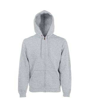 Doppelte Stoffkapuze. Selbstfärbender, flacher Kordelzug. Nackenband aus Single-Jersey. Abgedeckter Reißverschluss für einfaches Bedrucken. Zwei Beuteltaschen vorne. Bund und Bündchen aus Baumwoll-/Elastan-Ripp. Material: 70% Baumwolle, 30% Polyester. Gewicht: 280 g/m². Brustumfang (Passform) S - 35/37", M - 38/40", L - 41/43", XL - 44/46, XXL - 47/49".
