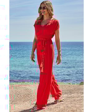 Your summer one-piece wonderCrafted from airy crinkle fabric to keep you coolCut for a comfy relaxed fit with breezy wide legsSuper-flattering V-neckline suits all bustsCinched at the waist with a luxe plaited beltAccessorise with tan sandals and a straw bagInside leg to fit: Short 29" | Regular 31" | Long 33"