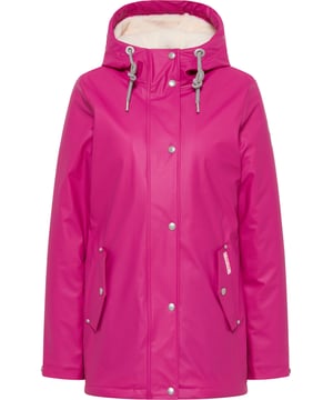 Grijs, nat en koud? Geen probleem, zolang de bovenkleding maar goed is. Het met geweven bont gevoerde regenjack van myMo houdt je droog en warm zonder in te boeten aan een stijlvolle look. De heldere kleuren trotseren de winterse grijsheid, terwijl de coating en gesealde naden van het buitenmateriaal de trendy Friese nerts een functionaliteit geven die de tand des tijds door weer en wind zal doorstaan. Een binnenvoering van zacht geweven bont, die ook in de capuchon zit, zorgt voor behaaglijke warmte. Over de capuchon gesproken: het chique koord met kleurrijke uiteinden en kwastjes is net zo opvallend als de uitgebreide accessoires met reliëf.
