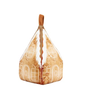 A gingerbread village with frosted roof tops and sugared trees, the Gretel velvet doorstop is inspired by spiced Christmas treats and is complete with a soft, plain velvet base and storage handle. This design will sprinkle some festive spirit into the home. Size: 12cm x 12cm x 18cm.