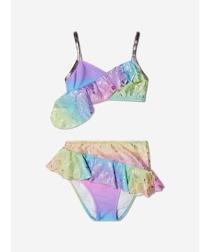 Presenting Nessi Byrd's Girls Gig Rainbow Bikini in Multicolour, a vibrant addition to your little girl's swim collection. It harmoniously fuses style and Cosiness, perfect for fun-filled aquatic endeavors. Here are the captivating features: Vibrant Rainbow Print: The playful yet sophisticated multi-coloured design elevates the appeal of this swimwear, setting it apart from the rest. Unsurpassed Comfort: Constructed with superior materials, the bikini provides unrivalled comfort for your child poolside play and beach trips. Redefine her Wardrobe: Enliven your little girl's swim collection with Nessi Byrd Girls Gig Rainbow Bikini in Multicolour. Shop now and let her make a splash in style and comfort!
