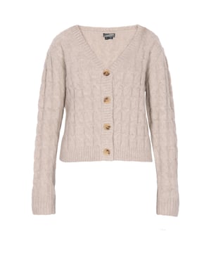 Breid je wintergarderobe uit met dit gezellige vest. Het kabelbreisel zorgt voor een bijzondere structuur, terwijl de V-hals en knoopsluiting aan de voorkant voor een klassieke look zorgen. Dit vest is perfect om als laagje te dragen bij koud weer en heeft geribde details aan de manchetten, zoom en halslijn voor extra stijl. Blijf warm en stijlvol door ze te combineren met je favoriete outfits.  Vest