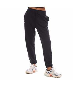 Womens Under Armour Rival Terry Joggers in black.- Elastic waistband with drawstring.- Two side pockets.- Under Armour branding.- Elasticated cuffs.- Regular fit.- 80% Cotton  20% Polyester.- Ref: 1382774-001