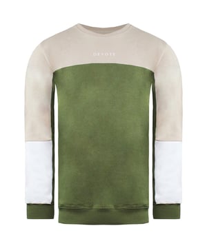 Devote London Ronde Hals Pullover Olijf/Nude Heren Truien DSS1807 OLIVE NUDE