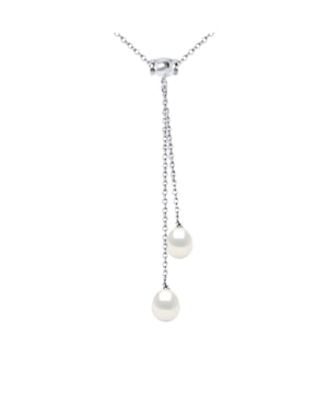 Ketting DUO - Knitwear veroordelen 925 duizendste - water gekweekte parels zoete peer 7-8 mm - NATURAL WHITE - Sluiting voorjaar ring - Lengte 42 cm - Wordt geleverd in een koffer met een certificaat van echtheid en een internationale garantie - Al onze sieraden zijn in Frankrijk .
