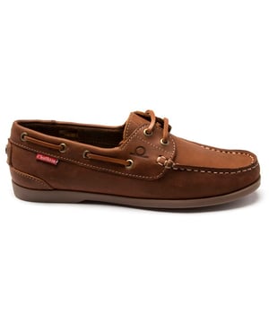 A Sporty Take On A Classic, Lace-up Boat Shoe. Crafted From Premium Brown Leather, This Laidback, Two-eyelet Style Has Tonal Side Lace Details, Tonal Stitching And A Non-slip Rubber Sole