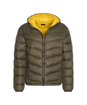 Chaqueta de invierno con capucha Cappuccino Italia para hombre. La chaqueta de invierno con capucha está hecha de poliéster y tiene un corte regular.  Marca: Cappuccino ItaliaNombre del modelo: Hooded Winter JacketCategoría: chaqueta hombreComponentes: poliésterColor: verde militar, amarillo.