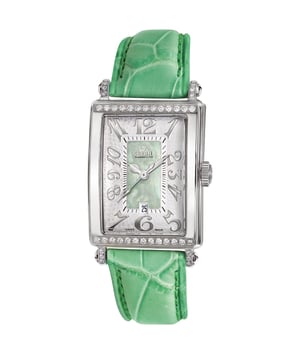 Gevril Avenue of Americas Reloj de cuero con esfera mini MOP para mujer