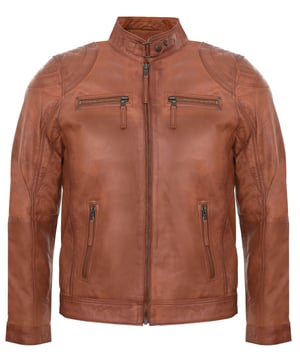 Sumptuously soft lambskin is paired with classic biker style for a stylish day wear piece. This sleek garment personifies the rugged appeal of the motorbike jacket with a YKK zip front that runs up to a stand collar and zipped cuffs to help accommodate the use of gloves. Along the side panels you will find detailed paneling to help add further character and style to the garment. For added practicality the jacket features 4 external pockets. This biker jacket exudes style and is more than an essential fashion accessory for every male.