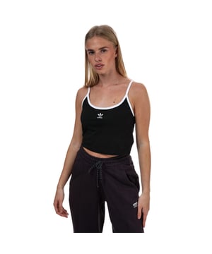 Womens adidas Originals Spaghetti Strap Top in black - white.<BR><BR>- Round neck.<BR>- Fitted fit with cropped length.<BR>- Sleeveless.<BR>- Spaghetti straps.<BR>- Soft feel.<BR>- Embroidered Trefoil logo.<BR>- 93% Cotton  7% Elastane. Machine washable.<BR>- Ref: FM2617