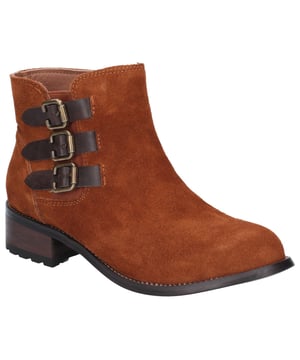Step up the style with these voguish Chelsea inspired Lexi ankle boots from Divaz. These fun-loving boots keep your outfit fresh from day to eve with its on-trend softly antiqued finish, slim profile and tonal strappy buckle features.Stylish soft suede uppers in slim profile. 
On-trend burnished suede toe and heel. 
Triple tonal straps and metal buckle feature. 
Chelsea inspired elasticated side panel. 
Fitted inner zip.