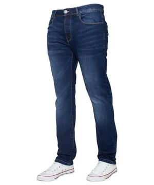 Update your blue denim collection with these skinny fit men s designer jeans by Enzo, tailored in soft cotton blend with a hint of stretch that combines a streamlined silhouette with comfort and freedom of movement. This button fly style features 5 pockets, a coin pocket, a branded PU waist tag and branded rivets and buttons. With a wide range of sizes up to waist 42 at the fashion website, everyone can find the perfect pair.