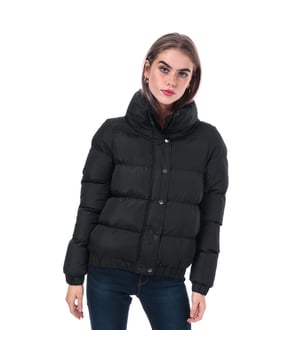 Brave Soul Womens Oversized Cropped Puffer Jacket, Black