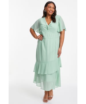 - Plain design - Chiffon finish - Knot front - Frill hem - Model height: 5' 9" - Model wears uk 18 / us 14 / eur 46
