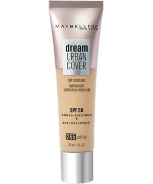 Dream Urban Cover All-in-One Protective Makeup Makeup meets skincare with the New all-in-one protective makeup: Maybelline's first full coverage foundation with a lightweight, barely there feel combined with SPF 50 broad spectrum physical sunscreen. Consumer Study Results (Self-assessment, 142 women, 2018): 94% agree that the product blends seamlessly 92% agree that the product feels lightweight on skin 91% agree that skin looks healthy 91% agree that the product minimizes the appearance of uneven skin tone 89% agree that skin looks smooth 86% agree that the product wears all day 85% agree that the product provides full coverage Brand Marketing Goes well with Maybelline Instant Anti Age Eraser Eye Concealer 01 Light Maybelline Superstay 24 Matte Ink Lipstick 15 Lover 5ml Maybelline Mascara Lash Sensational 01 Very Black How to use: Apply smoothly and evenly to your face and blend with your fingertips for a flawless, natural looking finish.