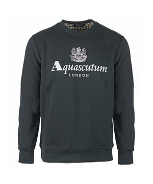 Aquascutum Waterfield Logo Black Sweatshirt. Aquascutum Waterfield Logo Black Sweatshirt. Elasticated Collar, Sleeve Ends and Waist. 100% Cotton Sweater. Regular Fit, Fits True To Size. Made In Italy, QMF002L0 02