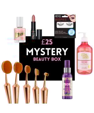 £25 MYSTERY BOX - WORTH £50. Includes a mix of beauty products from different brands from makeup, skin care, sun care, nail products, hair care and fragrance such as Bare Minerals, Burberry, Covergirl, Doll Beauty, Inglot, MAC, Elemis, Nails Inc, OPI, Ted Baker, Wella and much more! If more than one box is purchased in the same order the products will be different within each box.