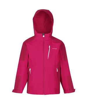The Junior Calderdale II from Regatta. The kids' jacket is made with waterproof fabric for protection from rain fall. There are multiple pockets to keep their posessions safe. The reflective trim is perfect for low light adventures.