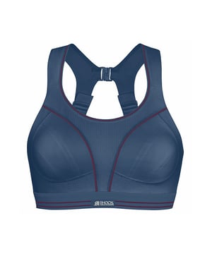 Shock Absorber Ultimate Run bra, this high-impact sports bra is specifically designed for runners - it is made from breathable fabric which helps to draw the moisture away from your skin whilst you exercise.  This sports bra reduces the bounce of your bust by up to 78% and the 'Infinity-8 support system' helps to stop the bust from moving in a figure of eight whilst you run - making sure you are supported correctly during exercise.  The seamless, super soft lining of the cups provides comfort and reduces any uncomfortable chafing whilst the wide padded straps hook together to create a racerback style that dispurses the pressure from your shoulders. Complete with a wide elastic underband and padded hook and eye closure for extra comfort.