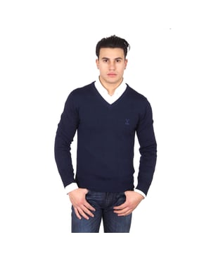 By Versace 19.69 Abbigliamento Sportivo Srl Milano Italia - Details: 9801 SCOLLO V BLU NAVY - Color: Blue - Composition: 100% MERINOS WOOL - Made: Italy
