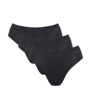 Sloggi GO Daily Tai Brief (3 Pack). The GO Daily Cotton collection uses certified organic cotton for smooth stretchy everyday underwear. Mid rise, high leg tai brief with flat waistband elastic and comfortable brushed cotton fabric. 3 Pack. Product is made of 95% Organic Cotton, 5% Elastane and is machine washable.