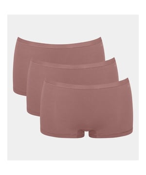 Shorts für Damen von der Marke sloggi. Einfarbige Unterhosen im praktischen 3er Pack. Mit kleinem Logo und elastischem Bund. Pefekt für jeden Tag.