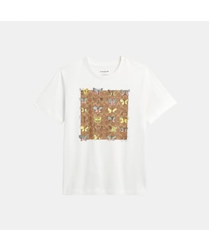 Butterfly Sig Square Classic T-Shirt, Model is 6'2" (188cm), chest 37" (94cm), waist 28" (71cm), hips 28" (71cm) and wears a size S,  Length: 62.00 cm