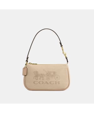 Nolita 19 in Canvas with Horse and Carriage, Exclusive of trim, this piece is crafted of material made from regenerative cotton and recycled polyester, Two credit card slots,  Length: 19.00 cm,  Width: 5.00 cm,  Height: 11.50 cm
