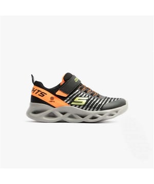 Skechers TWISTY BRIGHTS - NOVLO Boys Trainers Black/Orange

 Upper Material: Textile

Lining Material: Textile

Sole Material: EVA

Closure/Fastening: Touch Fasten

Features: Light Up,Lightweight,Comfort,Breathable,Adjustable Strap

Toe Shape: Round

Shoe Width: Regular

Item Weight: 0.34 KG

Heel Height: Flat (Under 2.5cm)

Trainer Style: Casual

Gift Boxed: No
Product Code: 401650L/BKOR