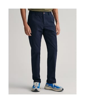 Using innovative, smart fabrics, our Tech Prep™ collection is designed to let you move around and stay comfortable all day long. We took the wicking, breathable power of Tech Prep™ and have added it to our signature slim chino, featuring a mid-rise and a fit that's slim from the hip down to the leg. With a sleek, streamlined look, these chinos are a modern take on this beloved preppy icon. Perfect for your most active days, these Tech Prep™ chinos will keep you cool, dry, and comfortable.

Slim fit
Mid rise
Slanted front pockets, buttoned doubled welt back pockets
GANT logo on right welt pocket

Material: Shell - Cotton 71%, Polyester 26%, Elastane 3%, Pocket Lining - Cotton 100%
1505220
 