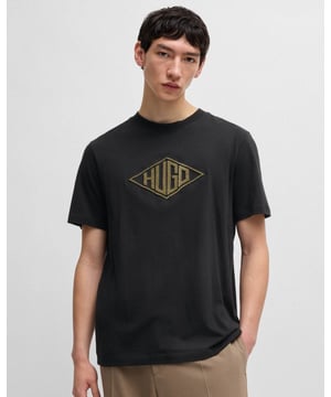 With its creatively embroidered 3D logo, this regular-fit HUGO Menswear T-shirt adds character to a casual look. Made in breathable cotton jersey for everyday comfort. This product’s raw material is derived from regenerative agriculture: an approach focused on preservation and restoration that aims to increase biodiversity, preserve water quality and improve soil health while absorbing CO2. Regenerative agriculture also promotes animal welfare and fair working conditions for farmers.

Regular fit
Crew neck
Short sleeves
Standard length

100% Cotton
50534934
 