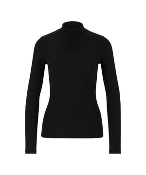 Womens Hugo Dinelane Jersey Top in black.- High neck.- Long sleeves.- Ribbed details.- Soft feel.- Regular fit.- Ref: 50485154001