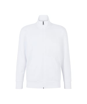 Mens Boss Sharkley Zip Sweatshirt in white.- Stand-up collar.- Front pockets.- Zip fastening.- Ribbed cuffs and hem.- Ref: 50487482100