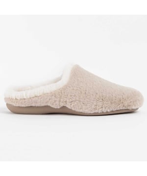 Hecho en España. Zapatilla de casa para mujer. Calce cómodo. Fabricada en materiales veganos. Fabricado por otras marcas para nuestra marca.