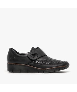 Rieker 537C0-00 Ladies Wedge Heel Shoes Black

 Upper Material: Synthetic

Lining Material: Synthetic

Sole Material: RIRICON-sole

Closure/Fastening: Touch Fasten

Features: Comfort

Toe Shape: Round

Shoe Width: Regular

Item Weight: 0.5 KG

Heel Height: Low (2.5-4.9cm)

Shoe Style: Casual

Gift Boxed: No
Product Code: 537C0-00