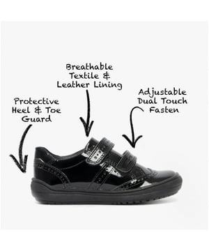 GEOX HADRIEL G G Girls Leather Touch Fasten School Shoes Patent Black

 Upper Material: Patent Leather

Lining Material: Leather

Sole Material: Rubber

Closure/Fastening: Touch Fasten

Features: Comfort,Breathable,Adjustable Strap

Toe Shape: Round

Shoe Width: Regular

Item Weight: 0.38 KG

Heel Height: Flat (Under 2.5cm)

Shoe Shaft Height: Low Top

Shoe Style: School

Gift Boxed: No
Product Code: J947VG-00066-C9999